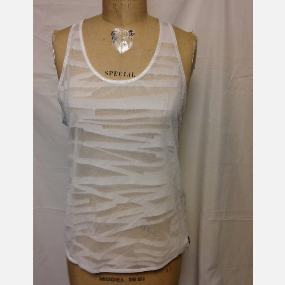 Puma Mesh It Up Layer Tank Top White TL25755 Large .XL NWT